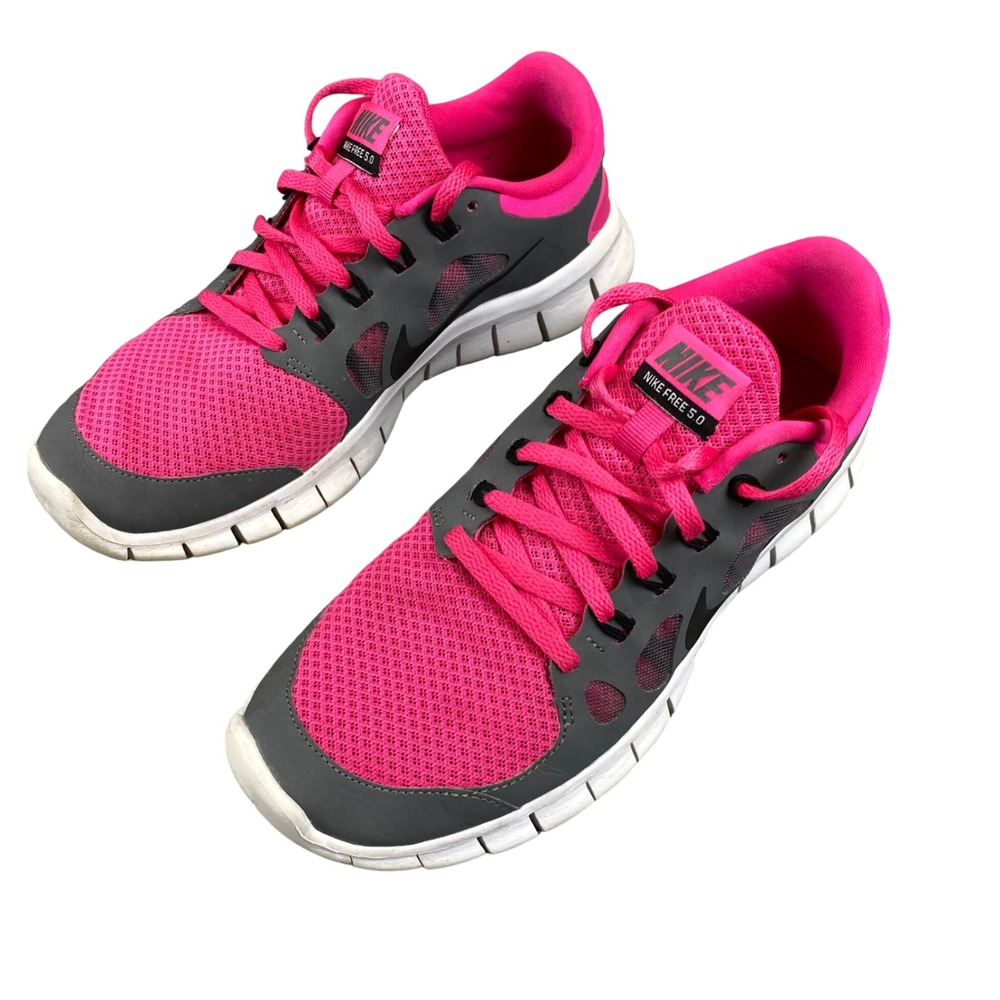 Nike Free 5.0 Big Girls 6.5 Pink Gray Running Shoes 580565 601 2013